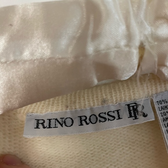 Vintage Rino Rossi Hand Knot Angola and Wool White Bedazzled Sweater Large - Picture 4 of 5